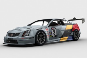 The iRacing virtual Cadillac CTS-V race car, shown here in a 3D